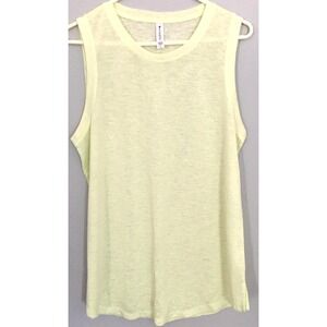Athleta Tank Top Womens Large Yellow Sleeveless Scoop Neck‎ Lightweight Sheer